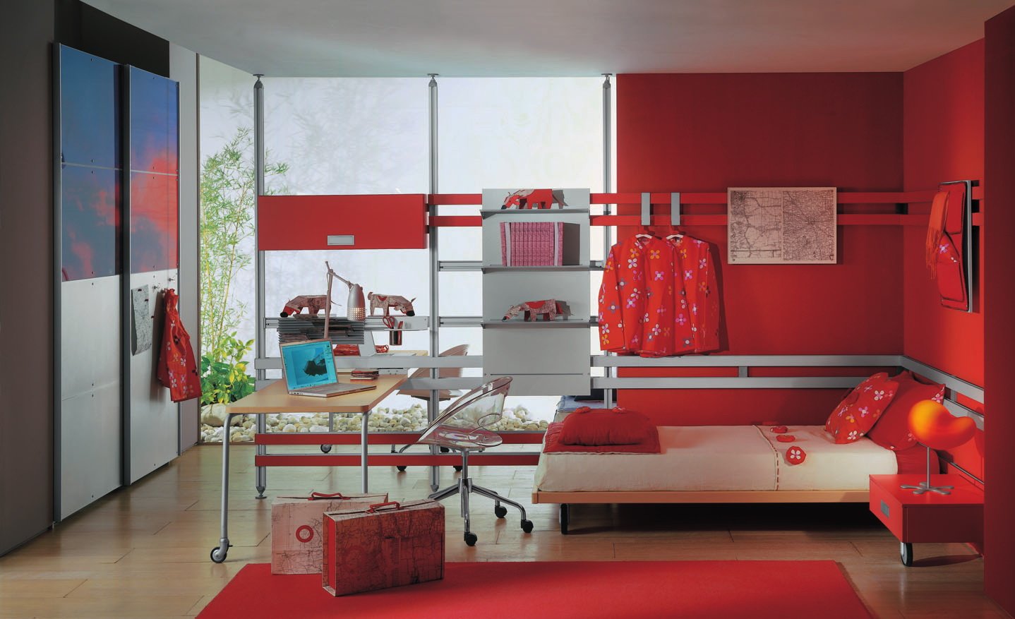 red-color-teen-bedroom-decoration-idea red color teen bedroom decoration idea