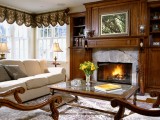 tarditional living room with fireplace