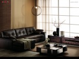 Dark Living Room Leather Sofa