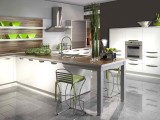 Green White and gray Kitchen Idea