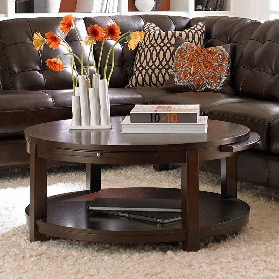 Wood-Round-Coffee-Table-Idea Decorating a Coffee or Tea Table