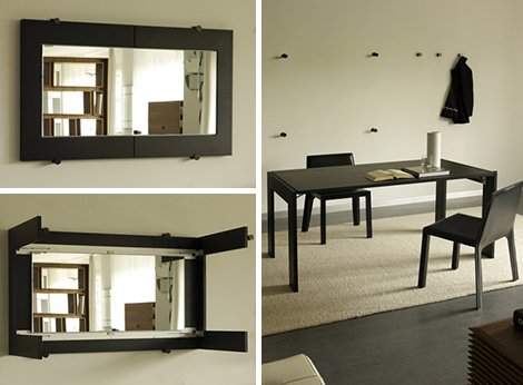 folding-study-table-and-wall-mirror Folding Furniture ideas and it’s pro and cons
