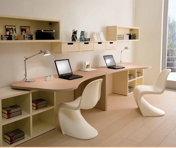 Twin-Kids-Study-Desk Twin kids bedroom design ideas