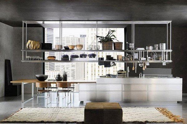 attractive-steel-kitchen-shelves Kitchen Shelving Ideas