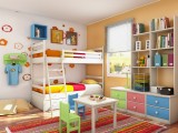 colourful twin kids bedroom design ideas