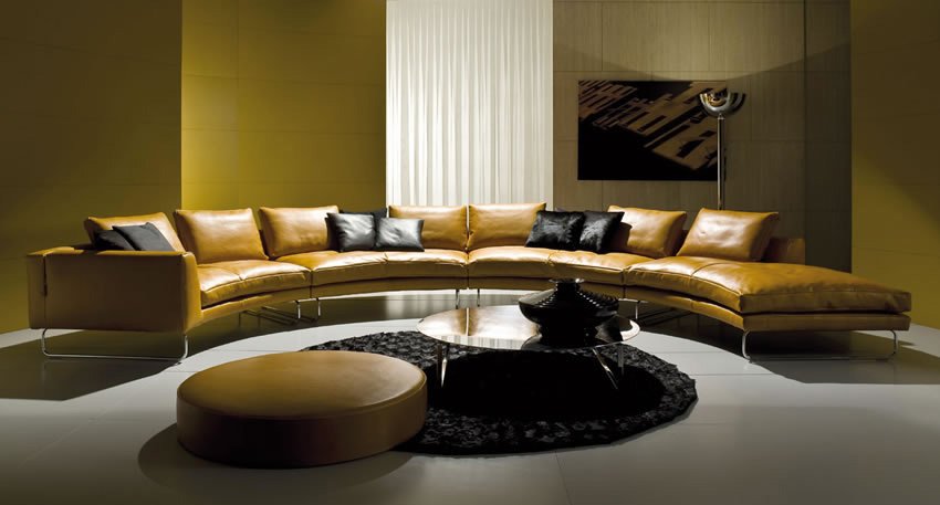 curved-double-sided-contemporary-leather-sofas Modern sofa ideas for living room