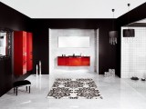 red and black bathroom interior design idea