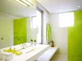 Specular modern green bathroom design idea