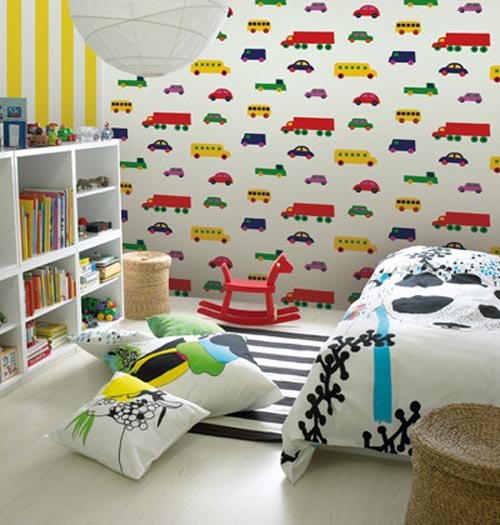 Boys-room-automobiles-wallpaper Bedroom wallpapers Inspirations