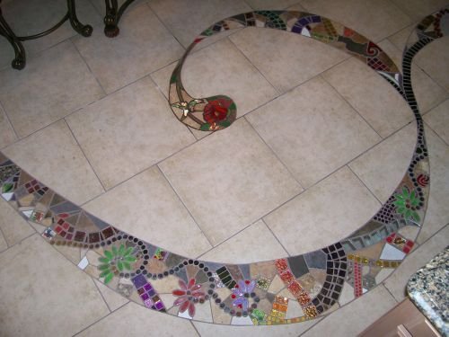 mosaic-tiles-kitchen-floor Glamorous Kitchen Design Tips 