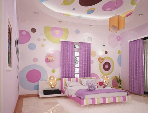 Girls-Bedroom-Dot-Wall-Decals Pink Bedroom Themes for Girls