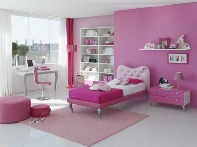 Pink-and-White-Girls-Bedroom-Design-Ideas Pink Bedroom Themes for Girls