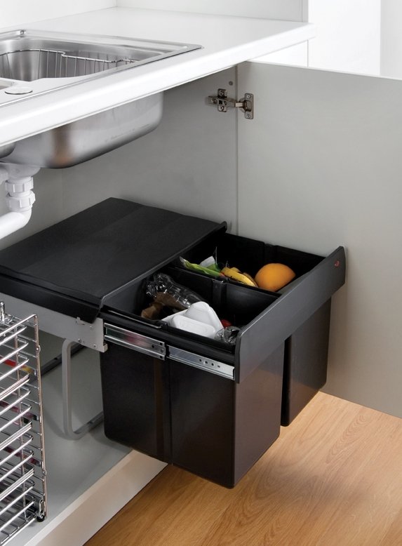 waste-bin-below-sink Eco-friendly kitchen design tips