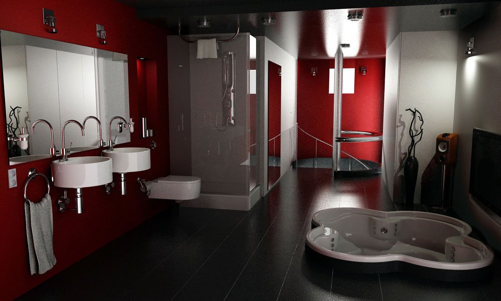 elegant-red-and-black-bathroom Elegant red and black bathroom