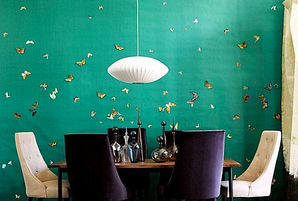emerald-green-wallpaper Green interior color scheme for room decoration