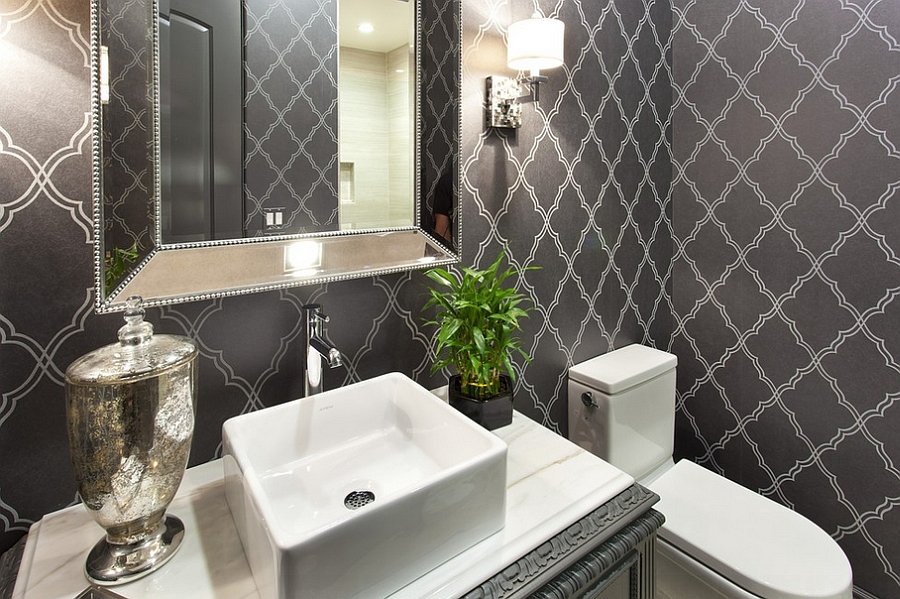 Smart-Wallpaper-gives-the-powder-room-a-timeless-look How to decorate a powder room?