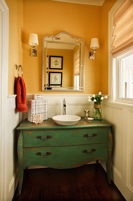 traditional-powder-room How to make your powder room look chic?