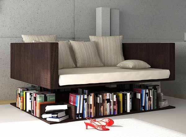 Multifunctional-ideas-furniture-sofa-design-with-bookcase-under-sofa-1 Smart Storage Option for small homes