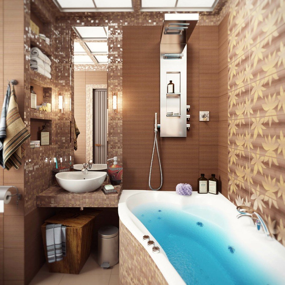 Brown-mosaic-bathroom-tiles Brown mosaic bathroom tiles